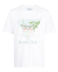 weißes bedrucktes T-Shirt mit einem Rundhalsausschnitt von Casablanca