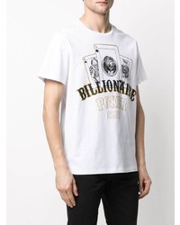 weißes bedrucktes T-Shirt mit einem Rundhalsausschnitt von Billionaire