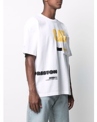 weißes bedrucktes T-Shirt mit einem Rundhalsausschnitt von Heron Preston