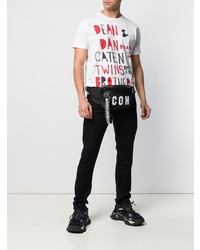 weißes bedrucktes T-Shirt mit einem Rundhalsausschnitt von DSQUARED2