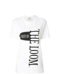 weißes bedrucktes T-Shirt mit einem Rundhalsausschnitt von Cédric Charlier