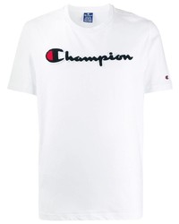 weißes bedrucktes T-Shirt mit einem Rundhalsausschnitt von Champion