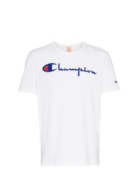 weißes bedrucktes T-Shirt mit einem Rundhalsausschnitt von Champion