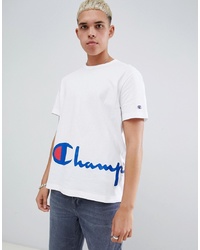 weißes bedrucktes T-Shirt mit einem Rundhalsausschnitt von Champion