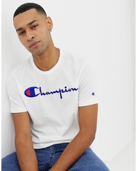 weißes bedrucktes T-Shirt mit einem Rundhalsausschnitt von Champion
