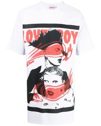 weißes bedrucktes T-Shirt mit einem Rundhalsausschnitt von Charles Jeffrey Loverboy