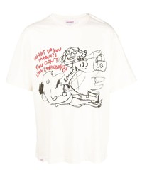 weißes bedrucktes T-Shirt mit einem Rundhalsausschnitt von Charles Jeffrey Loverboy