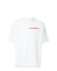 weißes bedrucktes T-Shirt mit einem Rundhalsausschnitt von Charles Jeffrey Loverboy
