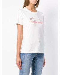 weißes bedrucktes T-Shirt mit einem Rundhalsausschnitt von MiH Jeans
