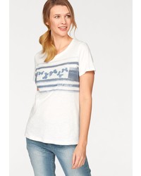 weißes bedrucktes T-Shirt mit einem Rundhalsausschnitt von CHEER