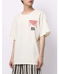 weißes bedrucktes T-Shirt mit einem Rundhalsausschnitt von Rhude