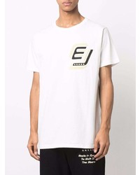 weißes bedrucktes T-Shirt mit einem Rundhalsausschnitt von Enterprise Japan