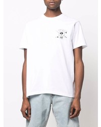 weißes bedrucktes T-Shirt mit einem Rundhalsausschnitt von Stussy