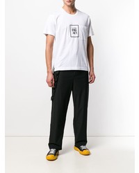 weißes bedrucktes T-Shirt mit einem Rundhalsausschnitt von Maison Mihara Yasuhiro