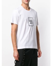 weißes bedrucktes T-Shirt mit einem Rundhalsausschnitt von Maison Mihara Yasuhiro