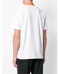 weißes bedrucktes T-Shirt mit einem Rundhalsausschnitt von Raf Simons