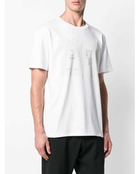 weißes bedrucktes T-Shirt mit einem Rundhalsausschnitt von Raf Simons