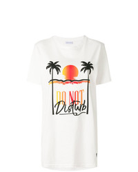 weißes bedrucktes T-Shirt mit einem Rundhalsausschnitt von Chiara Ferragni