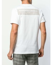 weißes bedrucktes T-Shirt mit einem Rundhalsausschnitt von Roberto Cavalli