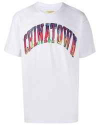 weißes bedrucktes T-Shirt mit einem Rundhalsausschnitt von Chinatown Market