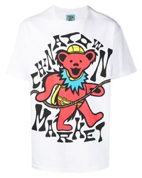 weißes bedrucktes T-Shirt mit einem Rundhalsausschnitt von Chinatown Market