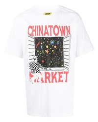 weißes bedrucktes T-Shirt mit einem Rundhalsausschnitt von Chinatown Market