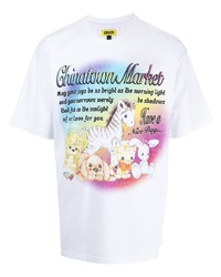 weißes bedrucktes T-Shirt mit einem Rundhalsausschnitt von Chinatown Market