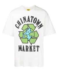 weißes bedrucktes T-Shirt mit einem Rundhalsausschnitt von Chinatown Market