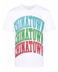 weißes bedrucktes T-Shirt mit einem Rundhalsausschnitt von Chinatown Market