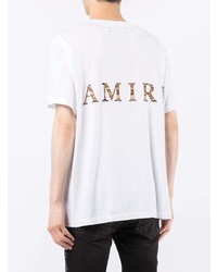 weißes bedrucktes T-Shirt mit einem Rundhalsausschnitt von Amiri