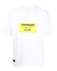 weißes bedrucktes T-Shirt mit einem Rundhalsausschnitt von Chocoolate