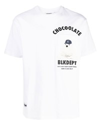 weißes bedrucktes T-Shirt mit einem Rundhalsausschnitt von Chocoolate
