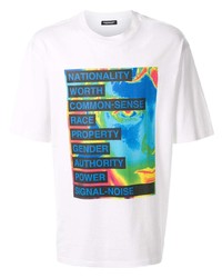 weißes bedrucktes T-Shirt mit einem Rundhalsausschnitt von Christian Dada