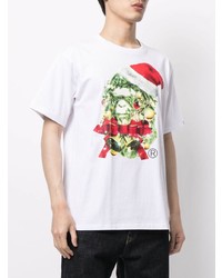 weißes bedrucktes T-Shirt mit einem Rundhalsausschnitt von A Bathing Ape