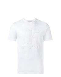weißes bedrucktes T-Shirt mit einem Rundhalsausschnitt von Christopher Kane