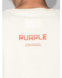 weißes bedrucktes T-Shirt mit einem Rundhalsausschnitt von purple brand