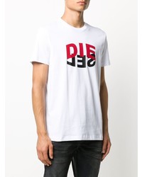 weißes bedrucktes T-Shirt mit einem Rundhalsausschnitt von Diesel