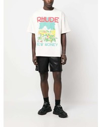 weißes bedrucktes T-Shirt mit einem Rundhalsausschnitt von Rhude