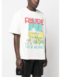 weißes bedrucktes T-Shirt mit einem Rundhalsausschnitt von Rhude