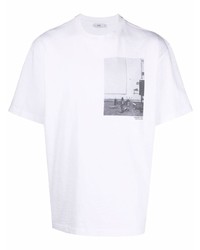 weißes bedrucktes T-Shirt mit einem Rundhalsausschnitt von Closed