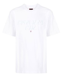 weißes bedrucktes T-Shirt mit einem Rundhalsausschnitt von Clot