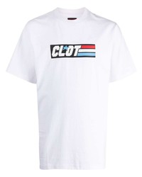 weißes bedrucktes T-Shirt mit einem Rundhalsausschnitt von Clot