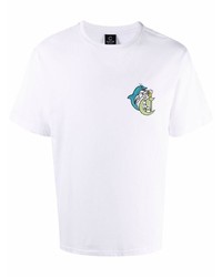 weißes bedrucktes T-Shirt mit einem Rundhalsausschnitt von CLOTTEE