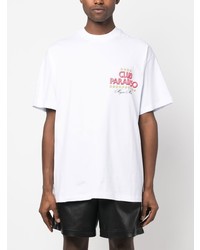 weißes bedrucktes T-Shirt mit einem Rundhalsausschnitt von MSGM