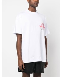 weißes bedrucktes T-Shirt mit einem Rundhalsausschnitt von MSGM