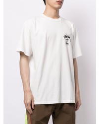 weißes bedrucktes T-Shirt mit einem Rundhalsausschnitt von Stussy