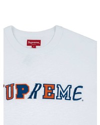 weißes bedrucktes T-Shirt mit einem Rundhalsausschnitt von Supreme