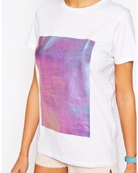 weißes bedrucktes T-Shirt mit einem Rundhalsausschnitt von Asos