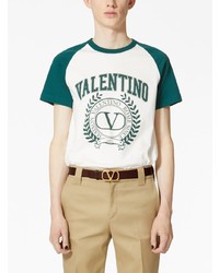 weißes bedrucktes T-Shirt mit einem Rundhalsausschnitt von Valentino