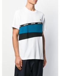 weißes bedrucktes T-Shirt mit einem Rundhalsausschnitt von Lacoste